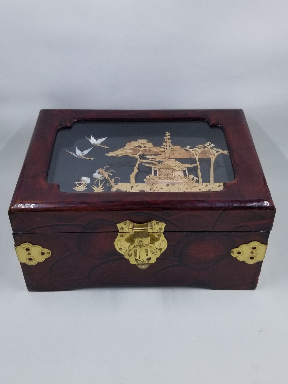 Crane Diorama Lacquered Jewelry Box